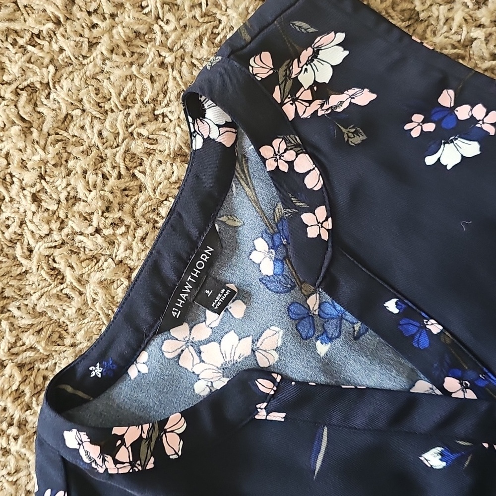 NWOT 41 Hawthorn Dress Claira Tie Waist Dress Navy Small Floral - Picture 6 of 9